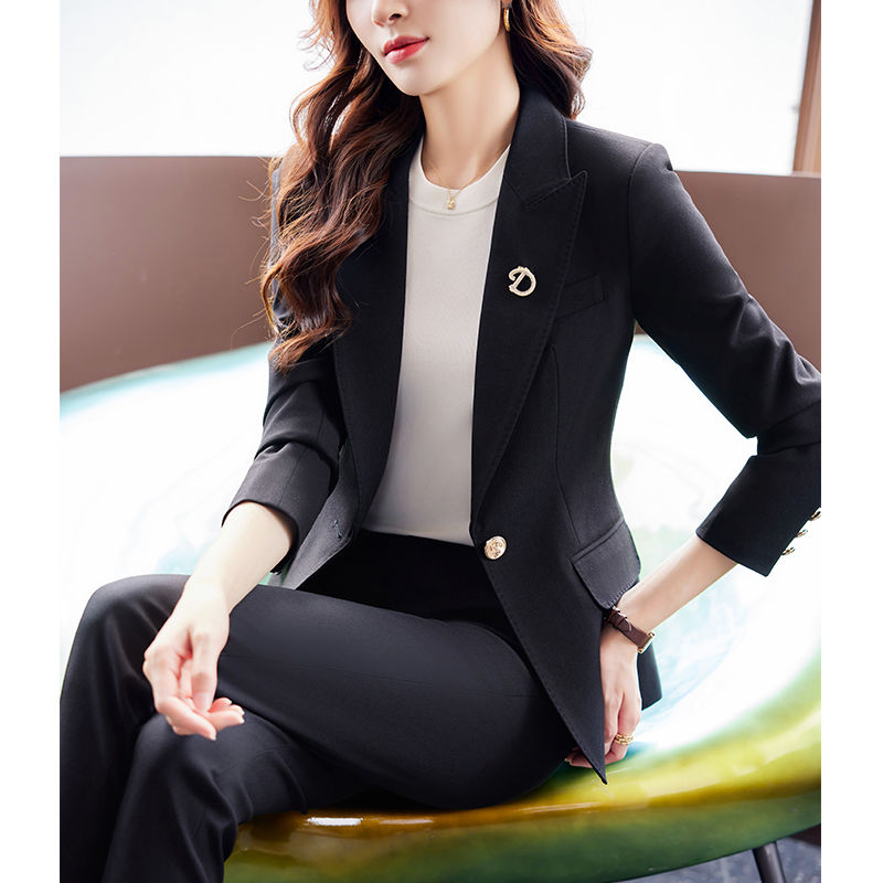 Black suit jacket for women in spring and autumn, fashionable and age-reducing professional formal wear, fashionable casual high-end suit suit
