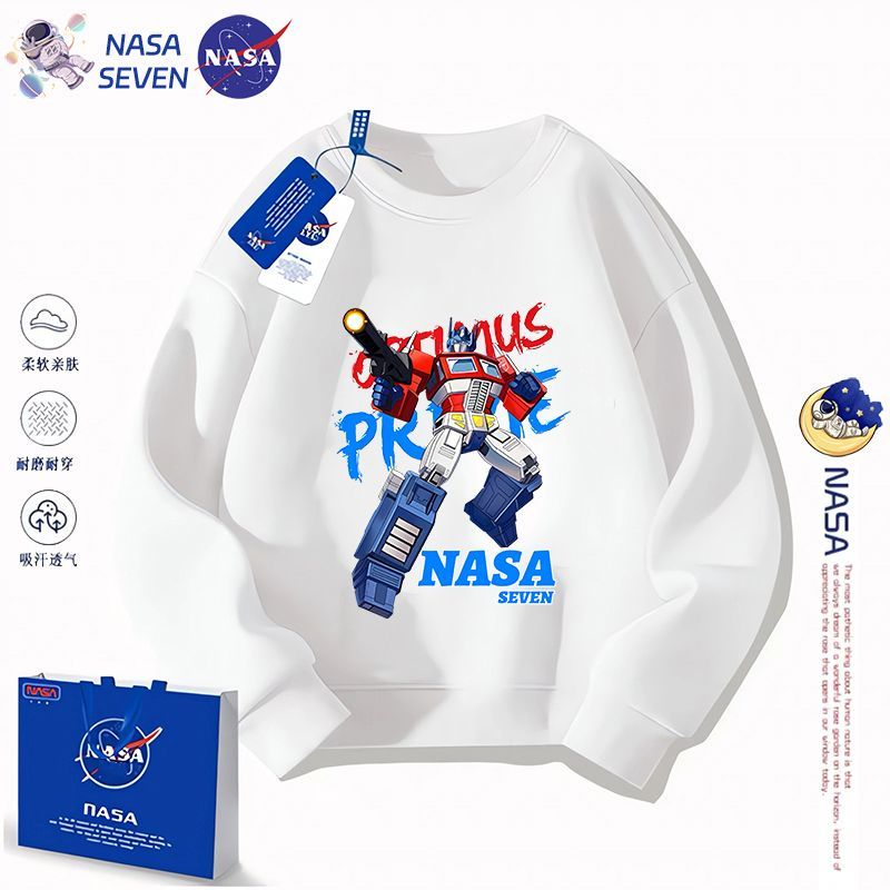 NASA卡通擎天柱純棉衛衣男童秋冬季大黃蜂長袖兄弟帥氣中大童上衣