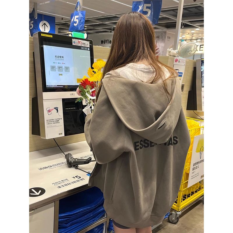 100%純棉加絨加厚衛衣女2023新款寬鬆休閒加厚上衣oversize外套潮