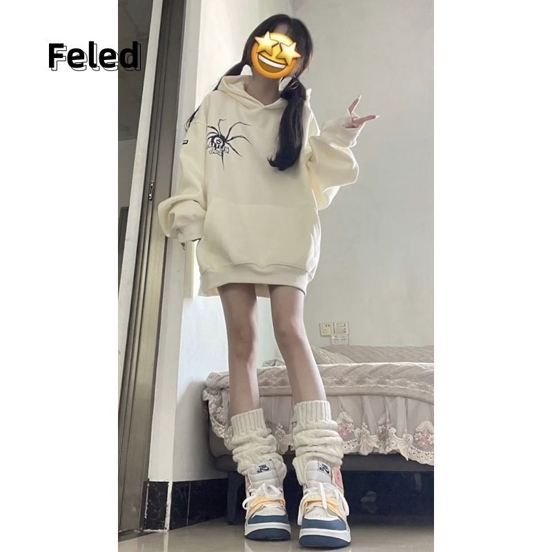 飛拉丹頓美式復古蜘蛛衛衣男女春秋時尚百搭寬鬆復古慵懶潮外套