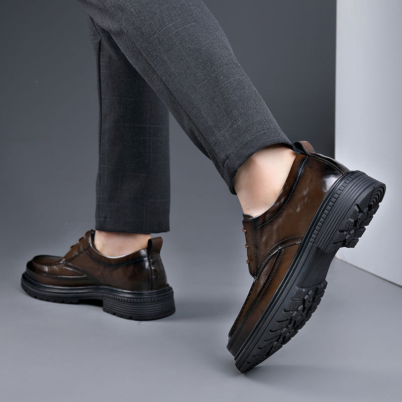 Automne nouvelle robe d'affaires décontracté Style britannique véritable Derby chaussures haut de gamme hommes en cuir_voghion.com