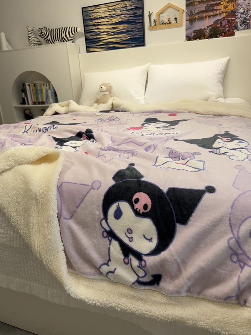 冬季可爱正品爱心kitty猫羊羔绒毛毯加厚牛奶珊瑚绒毯子沙发盖毯