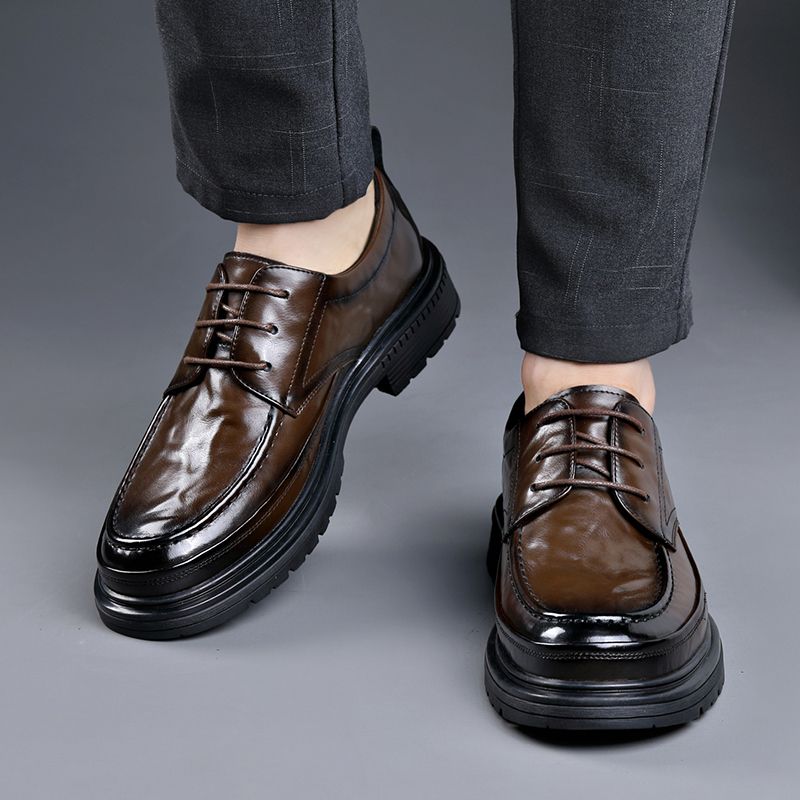 Automne nouvelle robe d'affaires décontracté Style britannique véritable Derby chaussures haut de gamme hommes en cuir_voghion.com