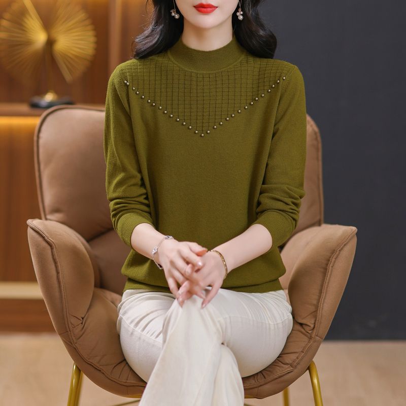 半高領毛衣女秋冬裝新款寬鬆簡約通勤打底衫上衣時尚百搭針織衫女