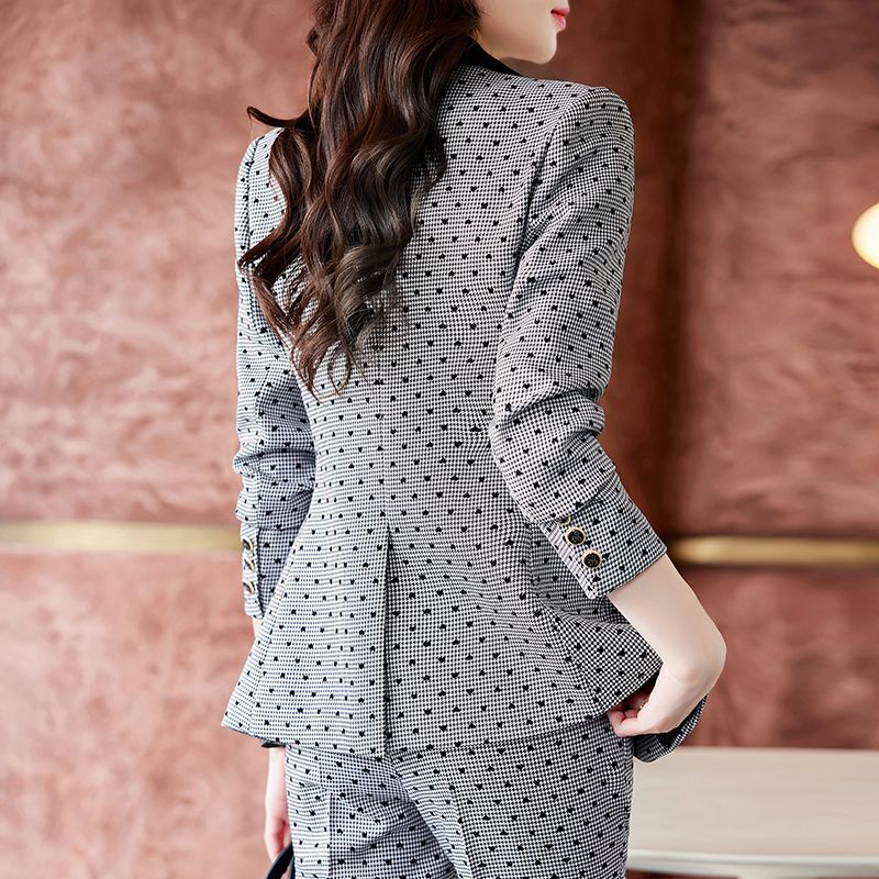 Fashionable and British-style suit suit for women, new high-end, slim and temperament, street casual suit, two-piece suit
