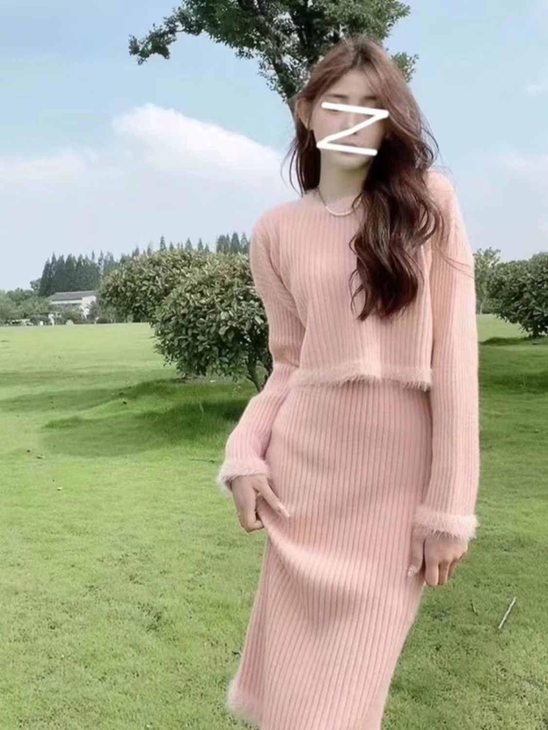 氣質時尚針織毛衣套裝女2023年秋季新款設計感中長款裙子兩件套潮