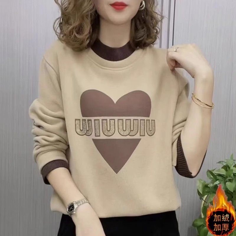 棉質加絨加厚衛衣女2023冬季新款寬鬆遮肉時尚休閒半高領保暖上衣