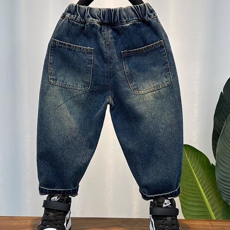 Boys' ripped jeans spring and autumn  new children's pants baby autumn boys' fashionable street trousers