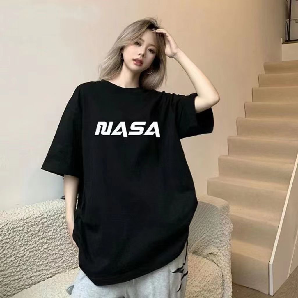 100%純棉黑色短袖t恤女夏季新款美式寬鬆潮牌ins小眾設計感上衣服