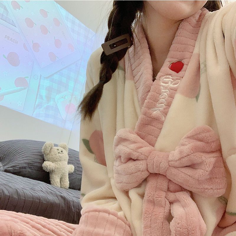 珊瑚絨睡衣女款長袖韓版ins風秋冬季法蘭絨保暖家居服套裝春秋天