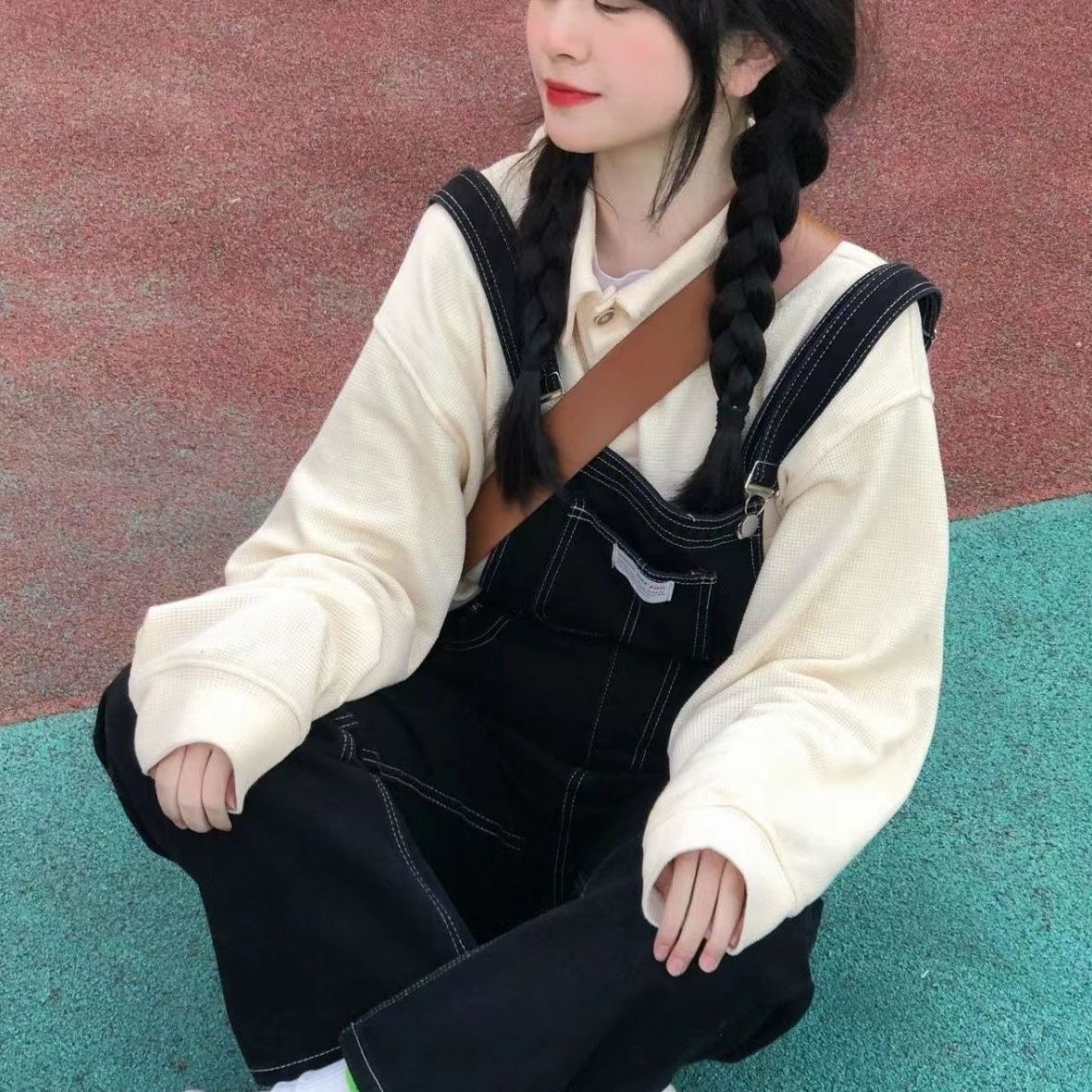 牛仔背帶褲女春秋季2023年新款秋裝美式寬鬆設計感高腰闊腿褲子女