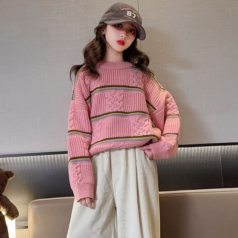 女童毛衣秋冬款2023年新款洋氣中大童針織半高領打底衫女大童冬裝