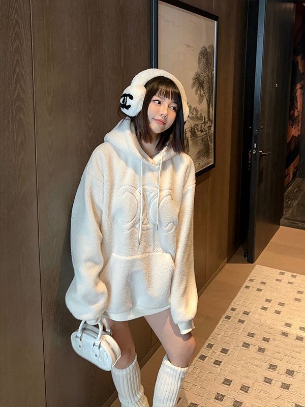 Korean style niche lazy style loose hooded sweatshirt for women autumn popular style outer wear mid-length sweater jacket