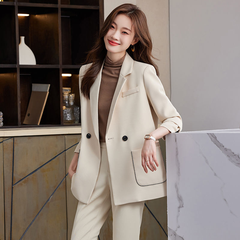 Apricot blazer women's autumn and winter 2023 new high-end professional temperament goddess style casual suit