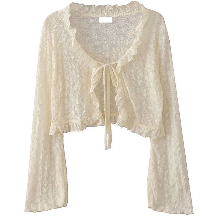 French retro sweet thin cardigan sun protection shirt for women 2023 new summer loose shawl short coat top