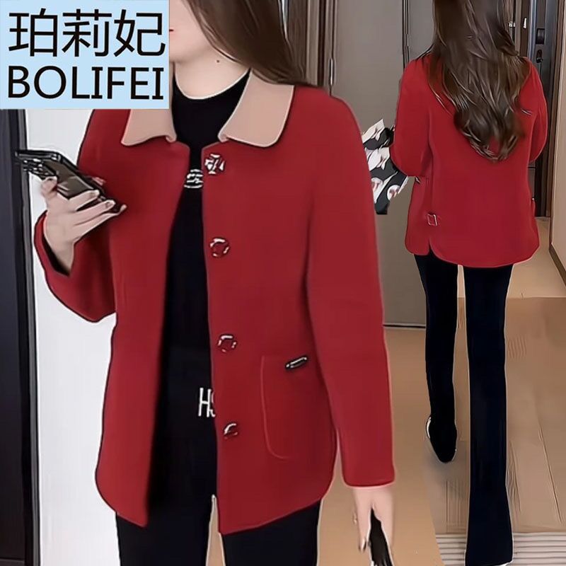 High-end women's clothing for middle-aged mothers in autumn and winter mink wool short coat women's fur one-piece thickened and velvet coat