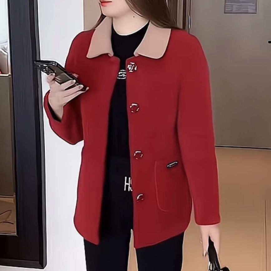 High-end women's clothing for middle-aged mothers in autumn and winter mink wool short coat women's fur one-piece thickened and velvet coat