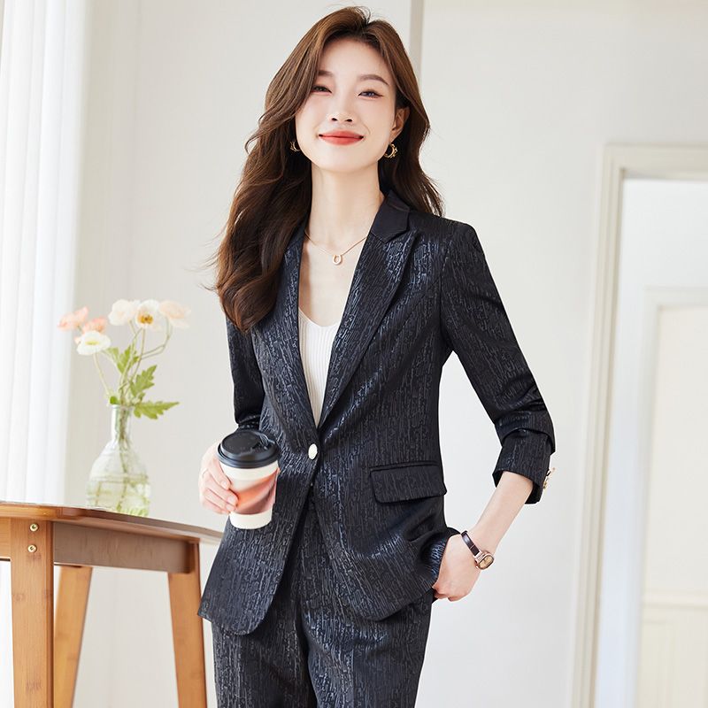黑色西裝套裝女秋冬2023新款高級感氣質小個子女士休閒西服外套秋