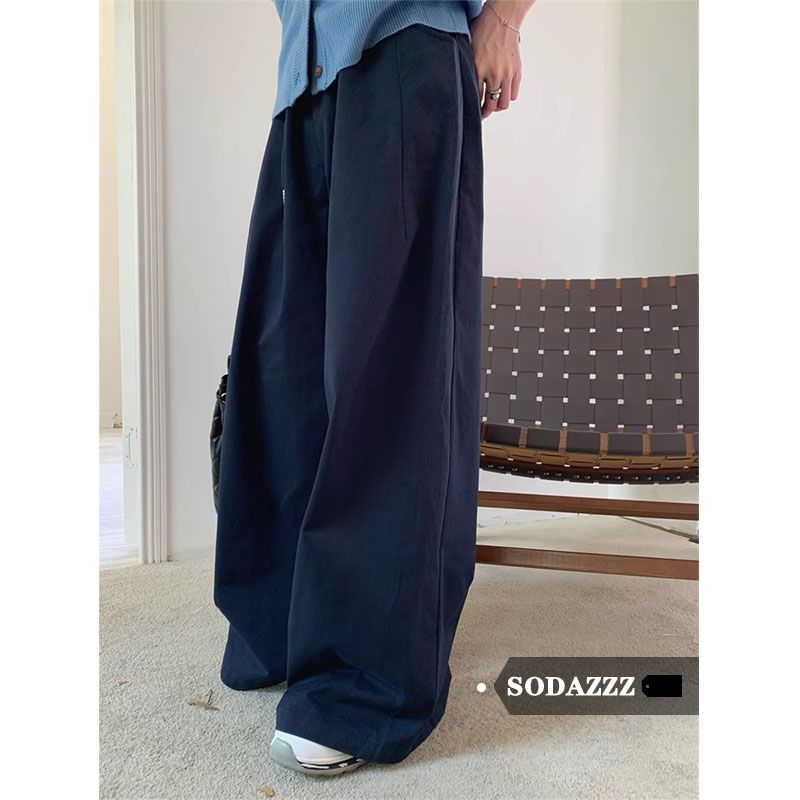 SODAZZZ美式辣妹小眾抽繩休閒褲春秋新款闊腿褲女高腰顯瘦長褲子