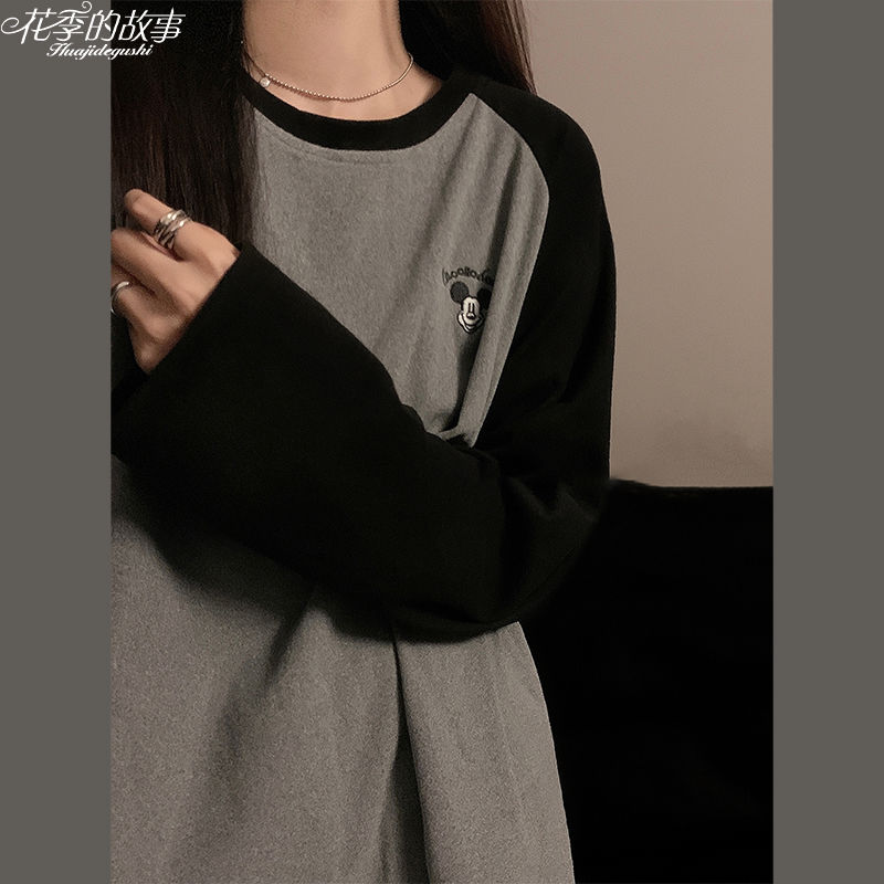 花季的故事德絨睡衣女秋冬季長袖套裝學生宿舍卡通米奇家居服新款