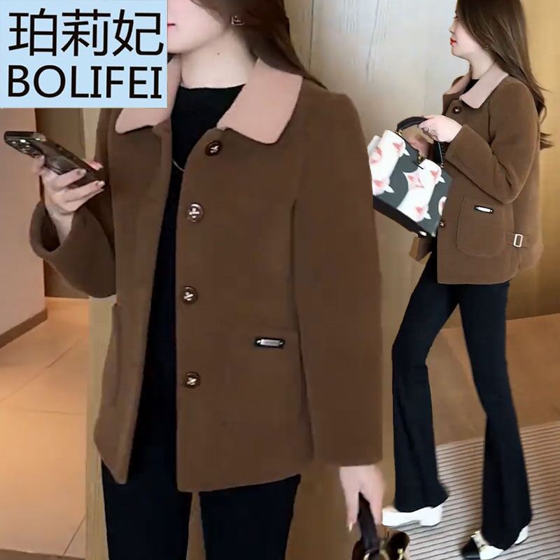 High-end women's clothing for middle-aged mothers in autumn and winter mink wool short coat women's fur one-piece thickened and velvet coat