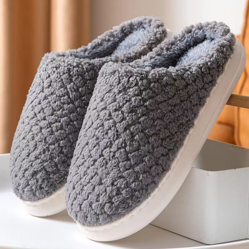 Cotton slippers for men in autumn and winter, postpartum period, indoor and home, non-slip, thick soles, plush, plush, warm, couples, women