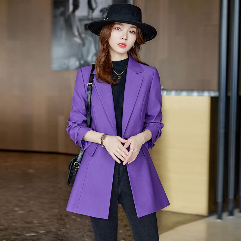 Golden yellow suit windbreaker jacket for women autumn and winter 2023 new fashion high-end slim mid-length suit top