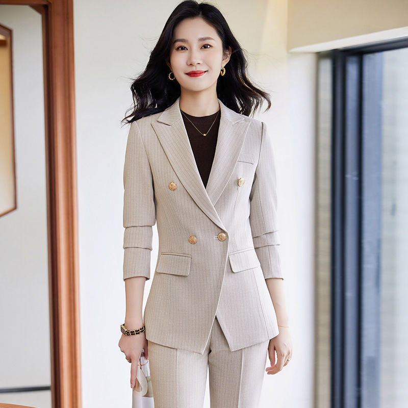 雙排扣西裝套裝女職業工作服秋冬2023新款氣質高級感修身西服工裝