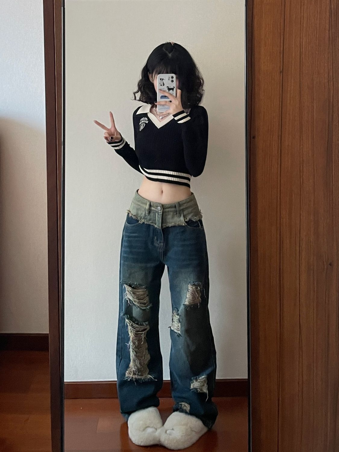 美式復古針織衫上衣女春秋新款純欲風設計感小眾修身顯瘦毛衣