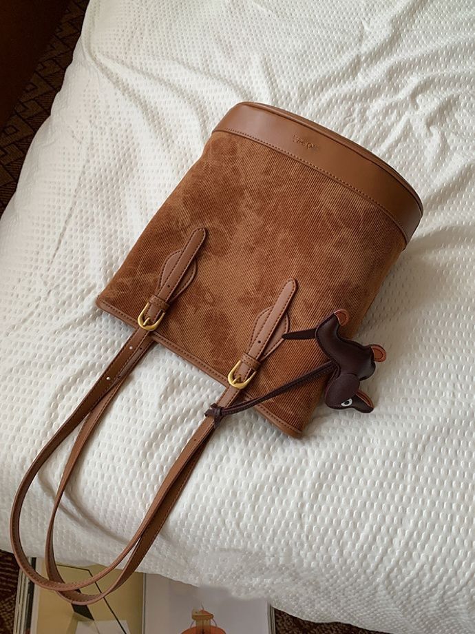 Original [Wantong Evening Breeze] Corduroy Tote Bag Women's Large Capacity Bag 2024 New Single Shoulder...