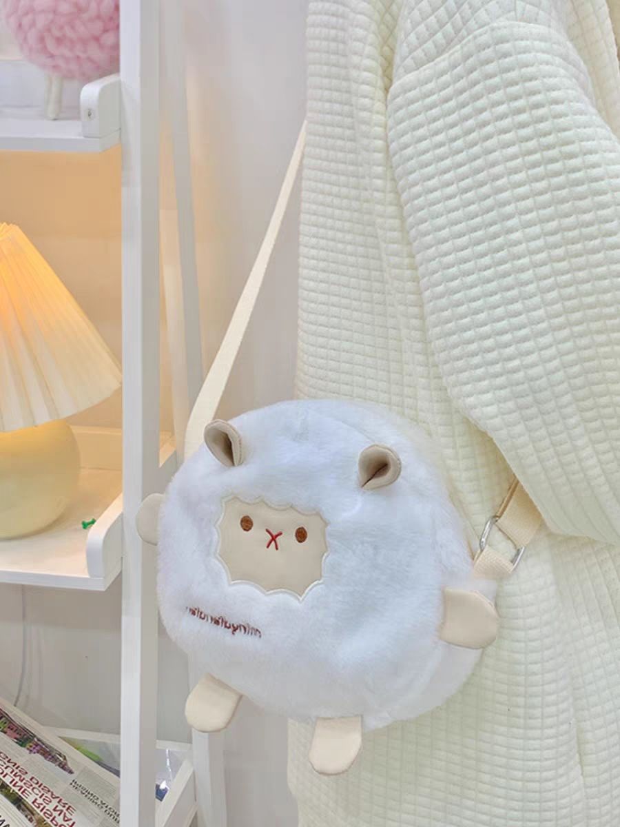 Cute little woolen velvet bag for women 2023 new autumn and winter trendy cartoon one-shoulder fur bag soft girl girl crossbody bag
