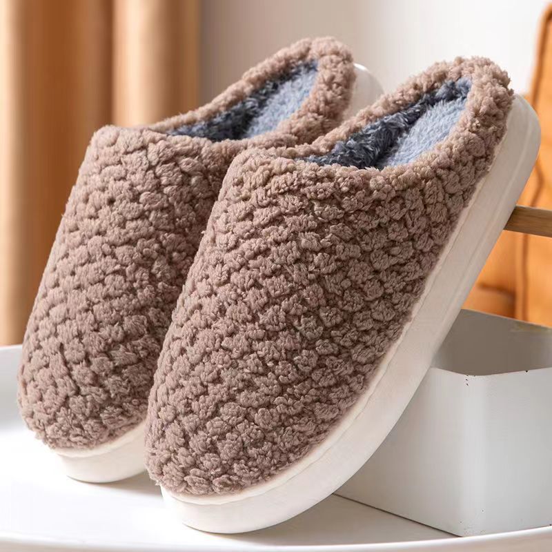 Cotton slippers for men in autumn and winter, postpartum period, indoor and home, non-slip, thick soles, plush, plush, warm, couples, women