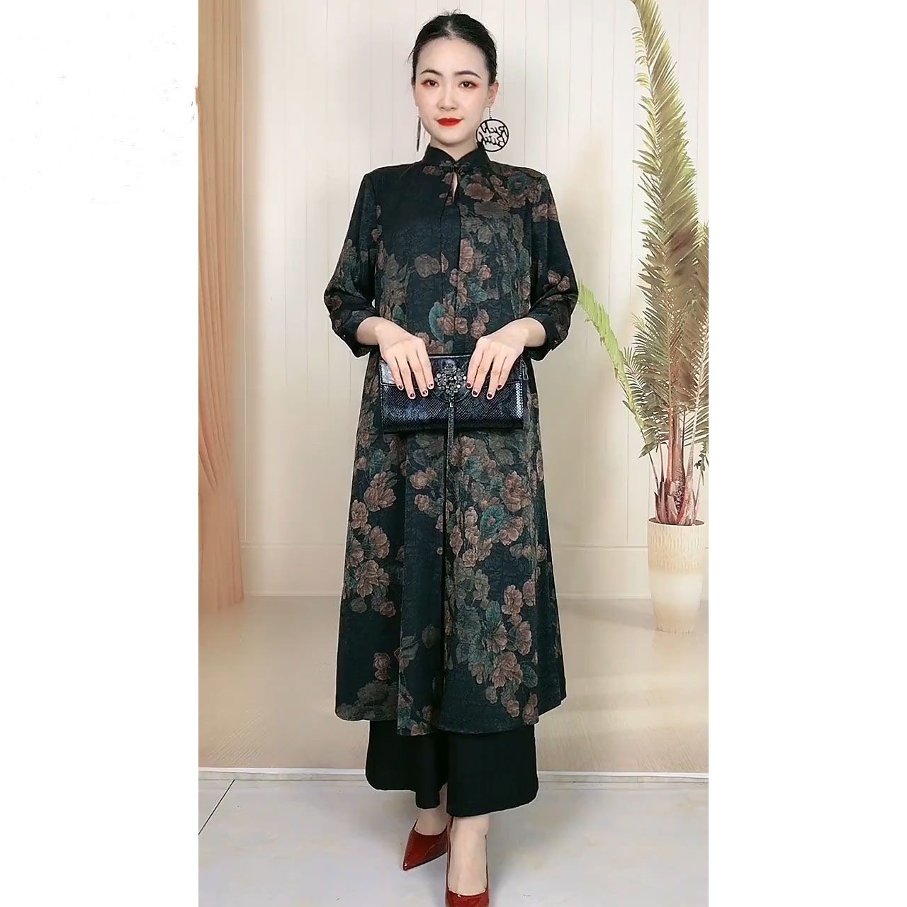 Autumn New Chinese Style Retro Improved Cheongsam Fake Two Piece Spliced ​​Long Skirt Women's Large Size Slim Dress