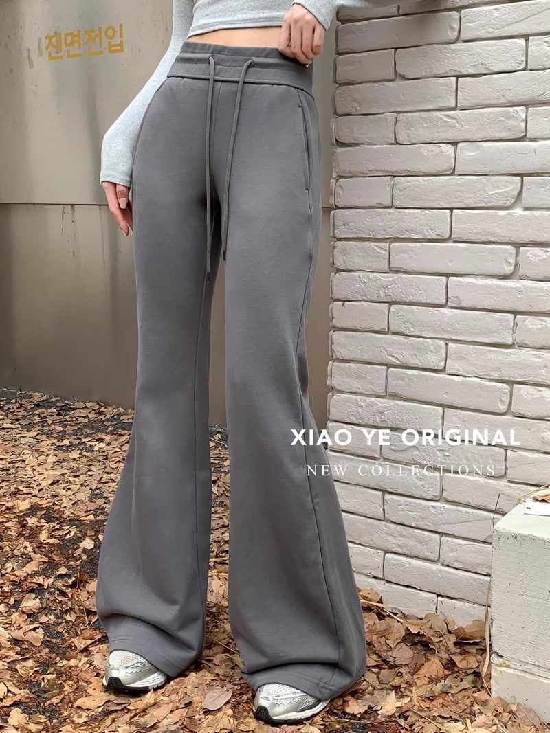 美式復古微喇瑜伽休閒褲女秋季新款辣妹低腰直筒顯瘦修身運動長褲