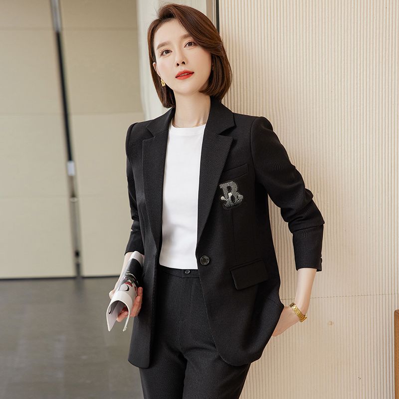 High-end suit suit for women, professional formal wear, autumn and winter temperament, goddess style, slim fit, interview, high-end work suit
