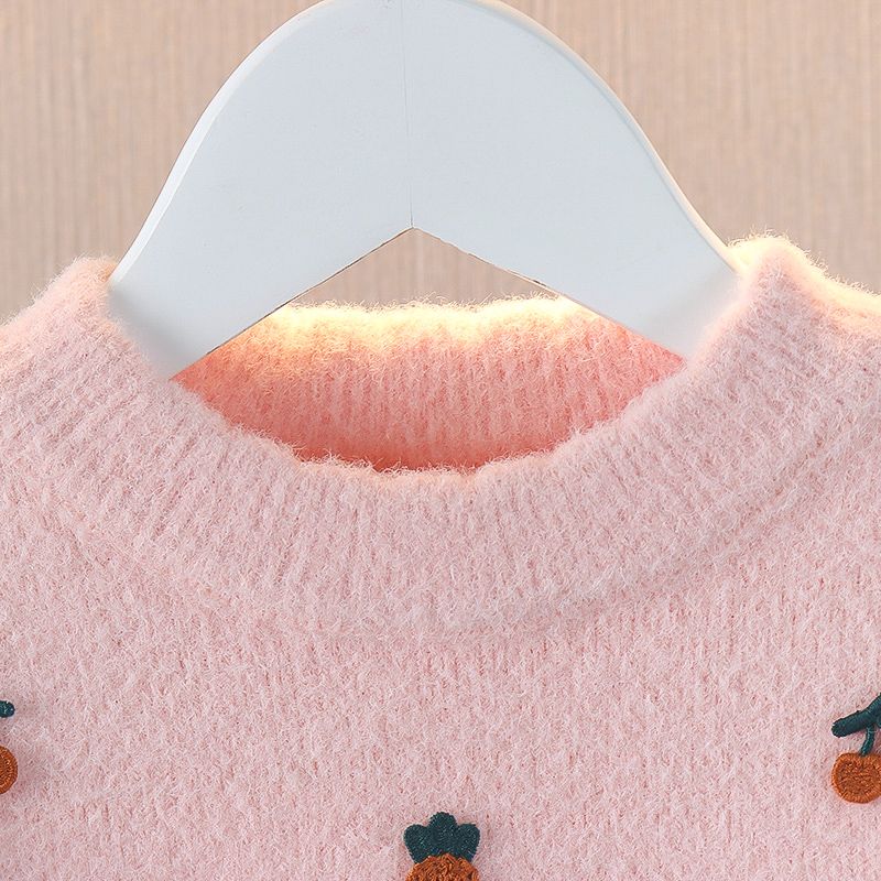 韩系女童宝宝套头秋季爆款圆领长袖针织衫公主风打底外穿小童线衫
