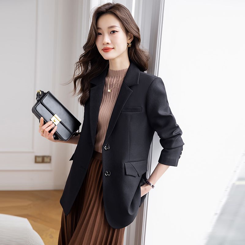 黑色西裝外套女秋冬2023新款韓版高級感小個子氣質休閒小西服上衣