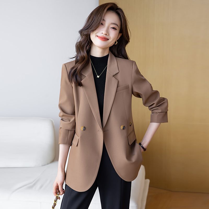 咖色西裝外套女秋冬季2023新款高級感女士休閒氣質小西服上衣秋季