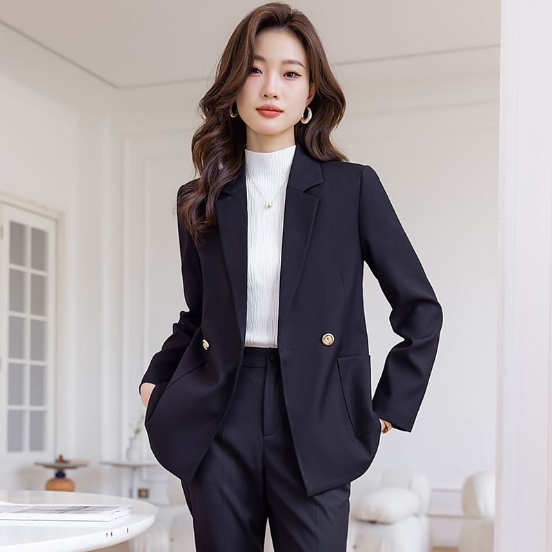 黑色西裝套裝女秋冬高端職業裝氣質女神范商務正裝酒店經理工作服
