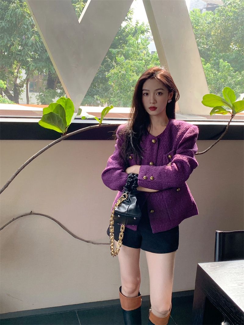 Light luxury small fragrant style short coat for women autumn fashion new style foreign style niche high-end sense covering the flesh and slimming versatile top