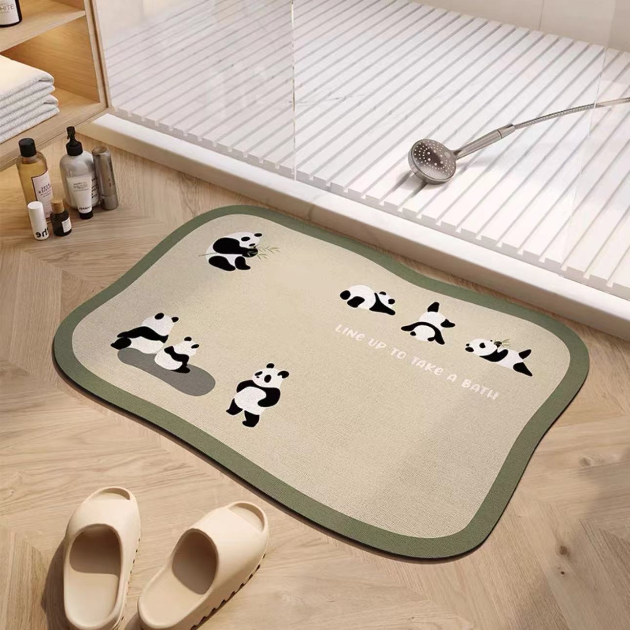 异形浴室专用硅藻泥吸水地垫卫生间淋浴间防滑垫卫浴脚垫熊猫地毯