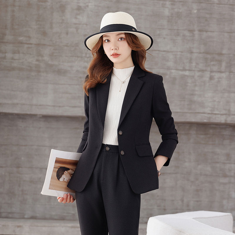High-end suit suit for women autumn and winter 2023 new style small business attire temperament fashionable casual suit two-piece set