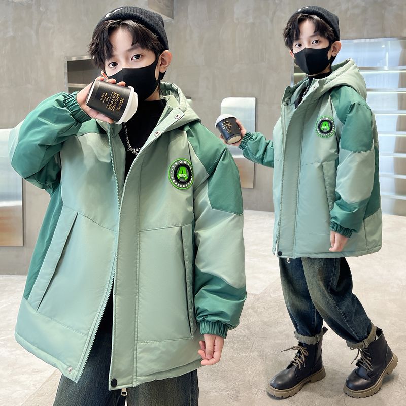 兒童裝男童秋冬外套2023新款中大童男孩冬裝加絨加厚風衣派克服潮