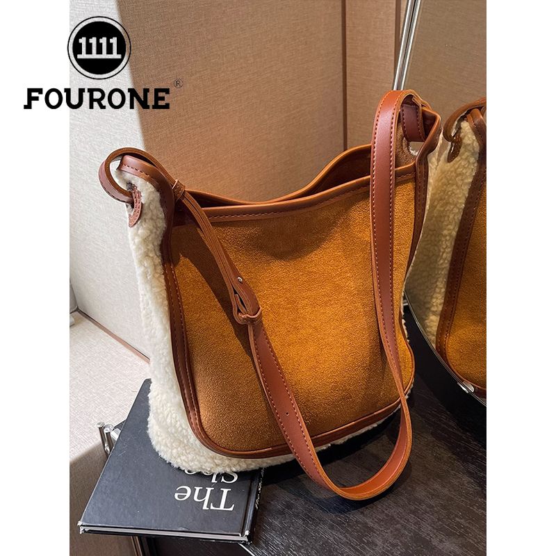 FOUR ONE Lammwollplüsch für Damen, neue, vielseitige Umhängetasche mit großem Fassungsvermögen und hochwertiger Wassereimer_voghion.com