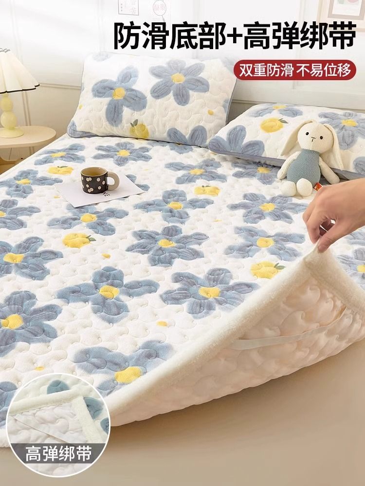 大豆抗菌夹棉牛奶绒床垫软垫家用加厚褥子垫被宿舍学生单人床毯子
