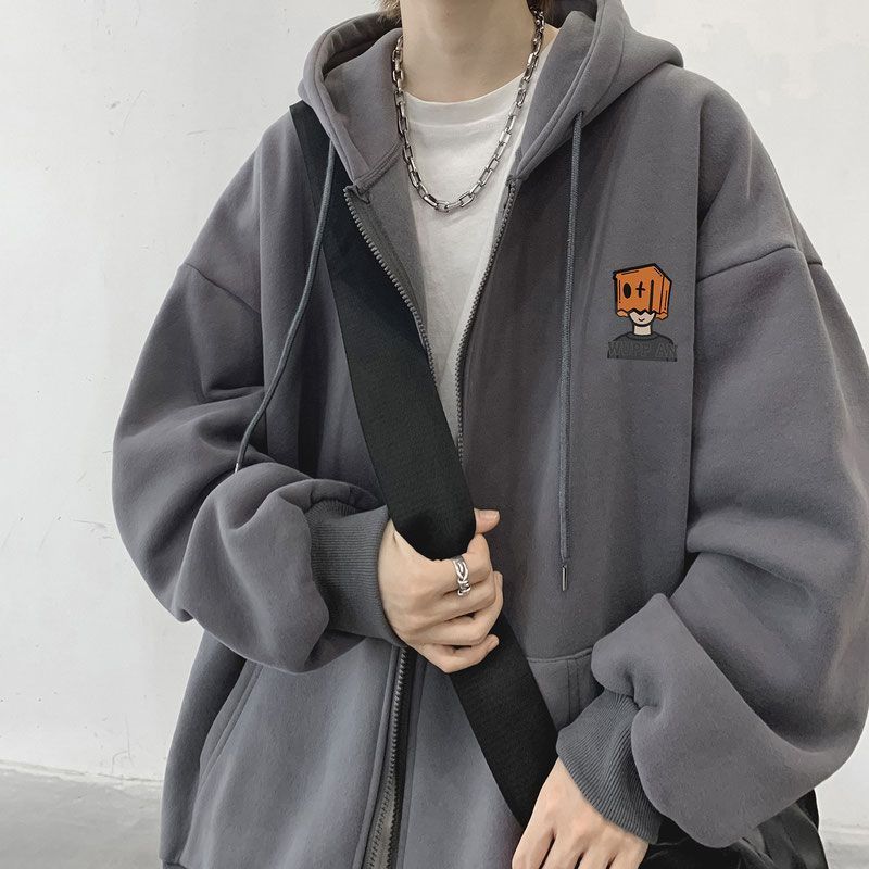 400g重磅開衫衛衣男秋冬季新款美式連帽外套oversize帥氣外搭衣服