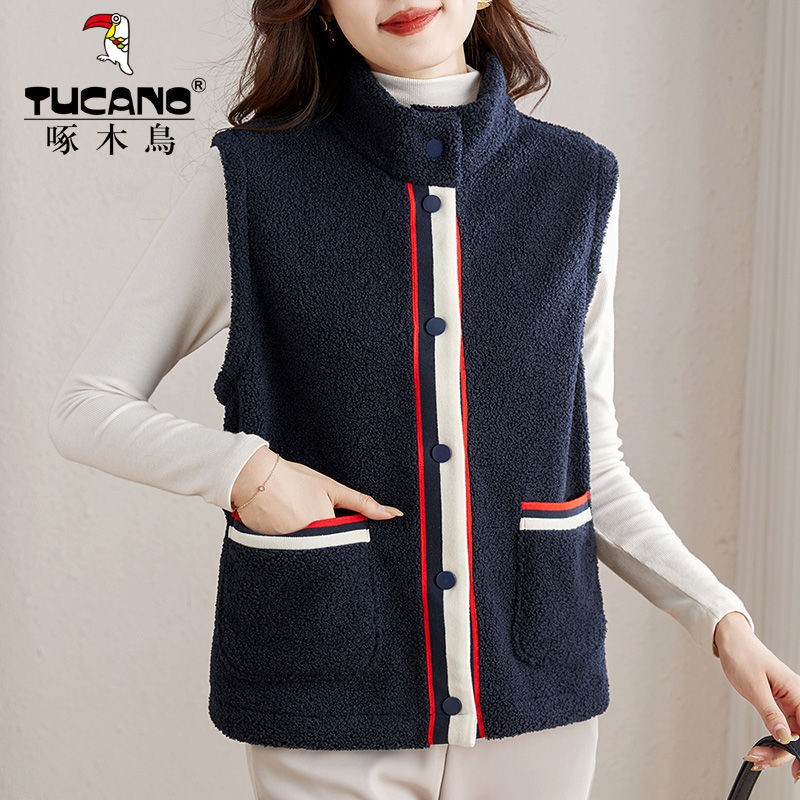 Winter velvet thickened vest for women 2023 new autumn and winter sweatshirt women's warm outer top