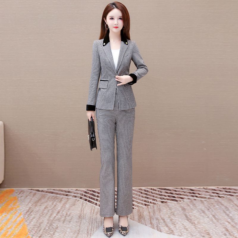 女神范春秋職業兩件套女2023秋新款修身顯瘦氣質西裝顯瘦時尚套裝