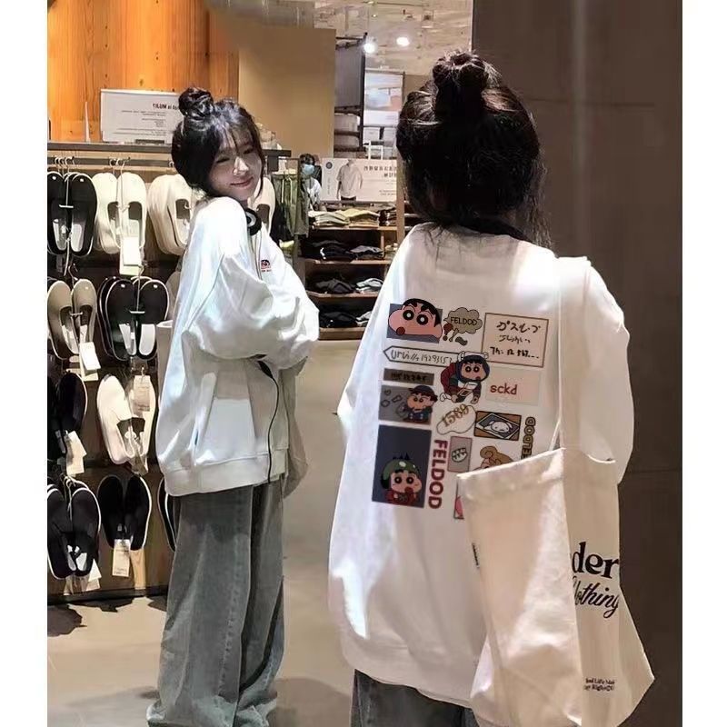 慵懶風早秋圓領衛衣女潮秋冬厚款寬鬆百搭顯瘦學院風套頭上衣ins