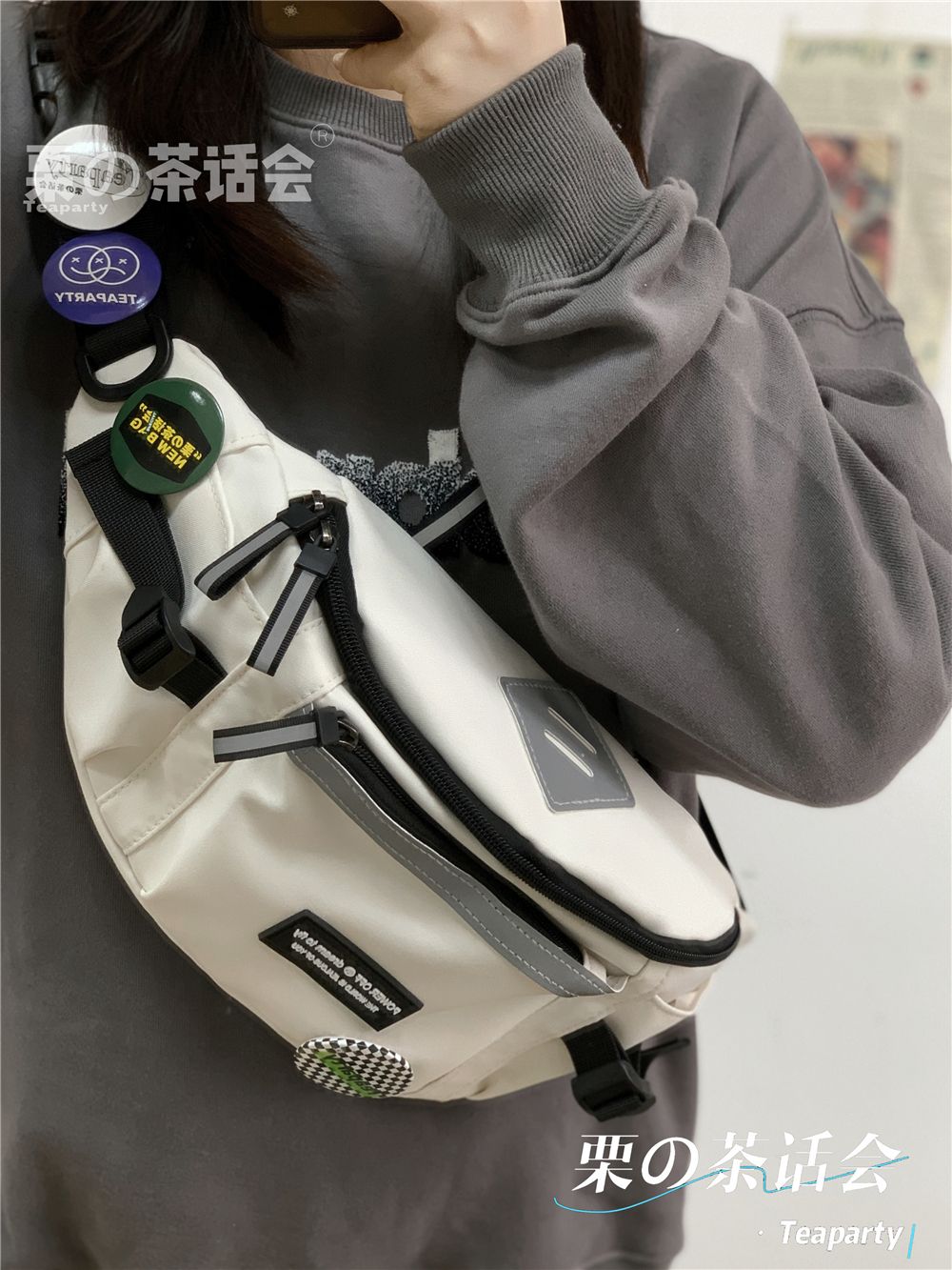 新款胸包男日系原宿工裝風運動斜挎包韓國百搭學生騎行單肩腰包潮
